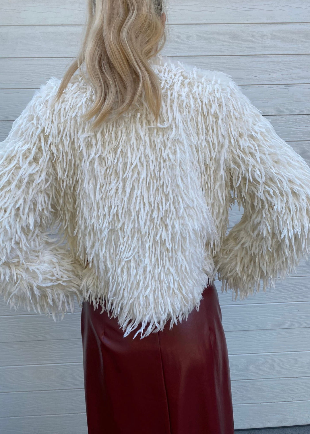 Alice shaggy cropped jacket - Cream