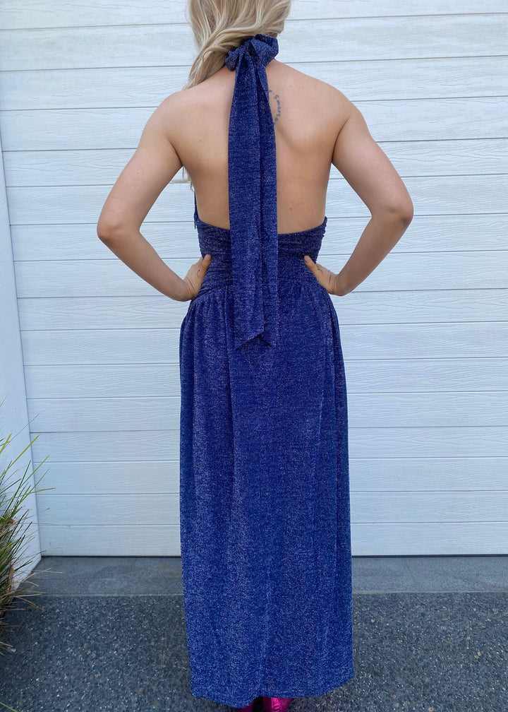 Pia Lurex Dress- Navy