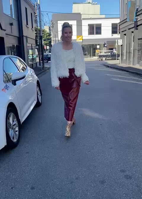 Alice shaggy cropped jacket - Cream