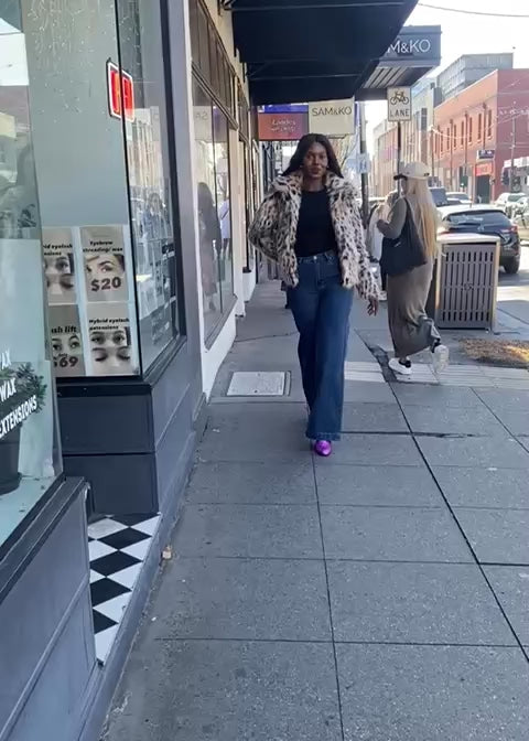 Maggie faux fur jkt- leopard print