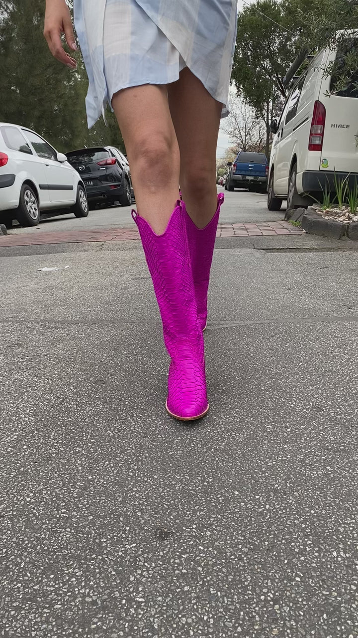 Frankie Cowboy Boot - Neon Pink