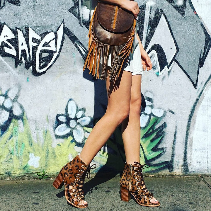 Gypsy Gladiator Sandals - Leopard-Shoes-jfahristore