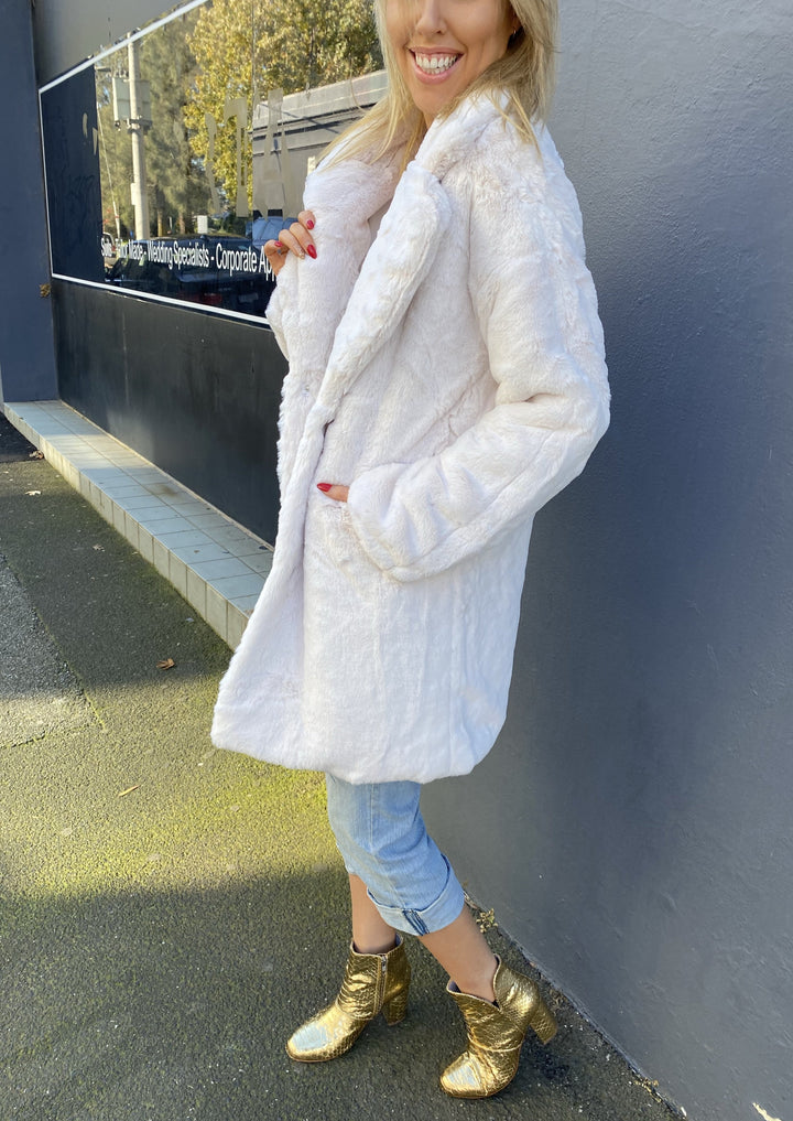 Maya Faux Fur Jacket - Winter White-Clothing-jfahristore