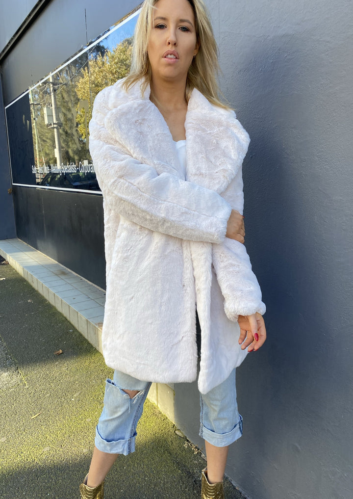 Maya Faux Fur Jacket - Winter White-Clothing-jfahristore