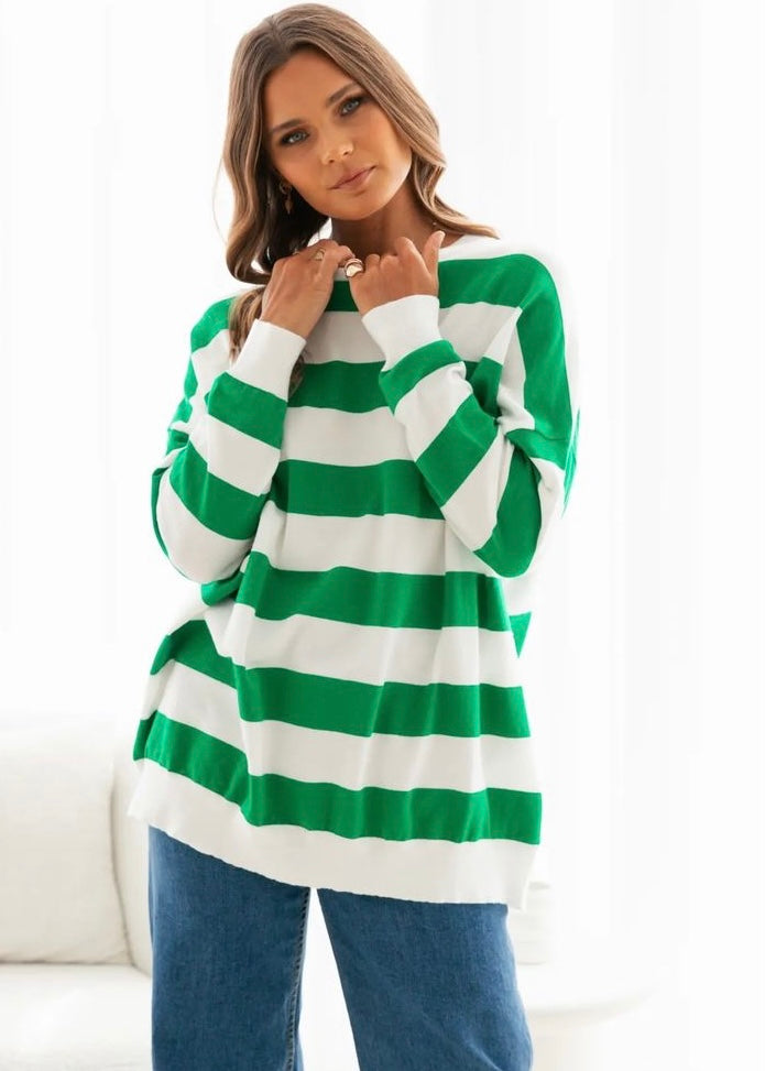 Weekend Sweater - Green and white