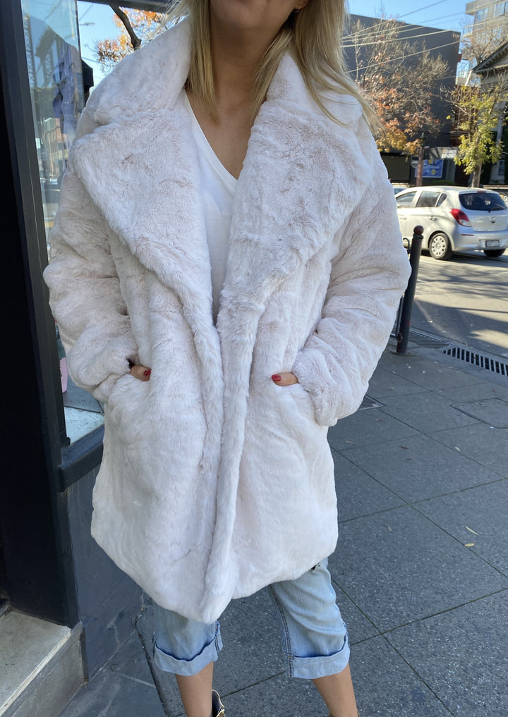 Maya Faux Fur Jacket - Winter White-Clothing-jfahristore