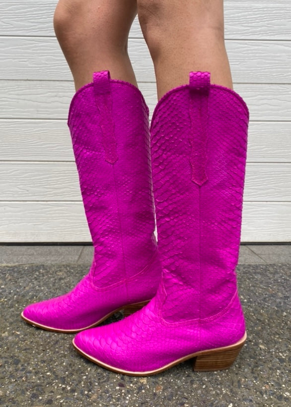 Frankie Cowboy Boot - Neon Pink