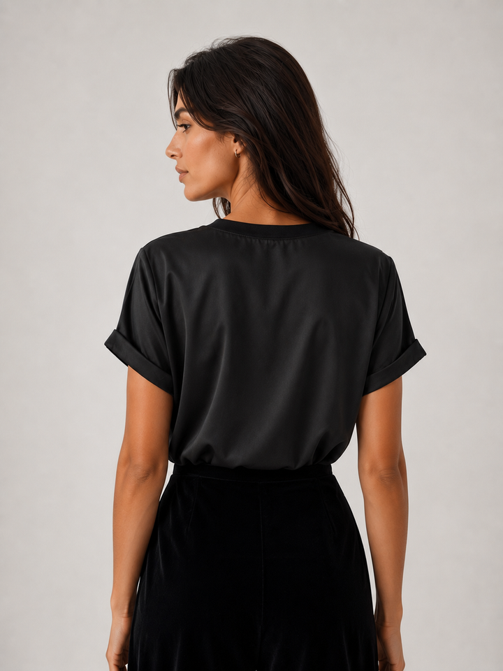 Satin Crew Tee - Black