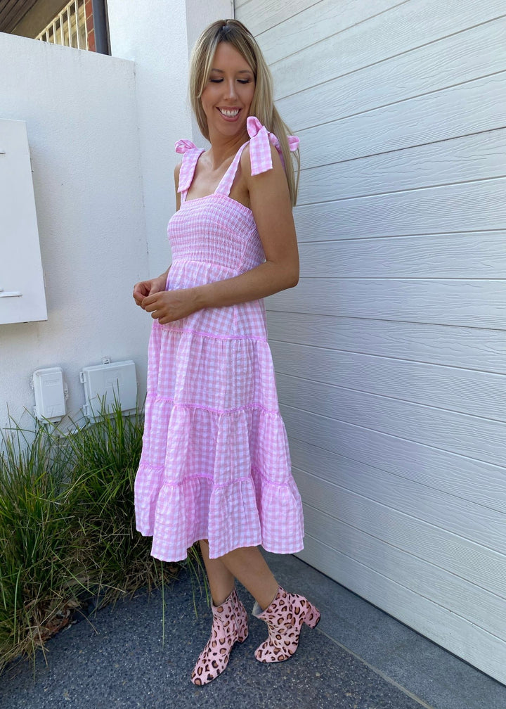 Cindy dress - Pink and white check