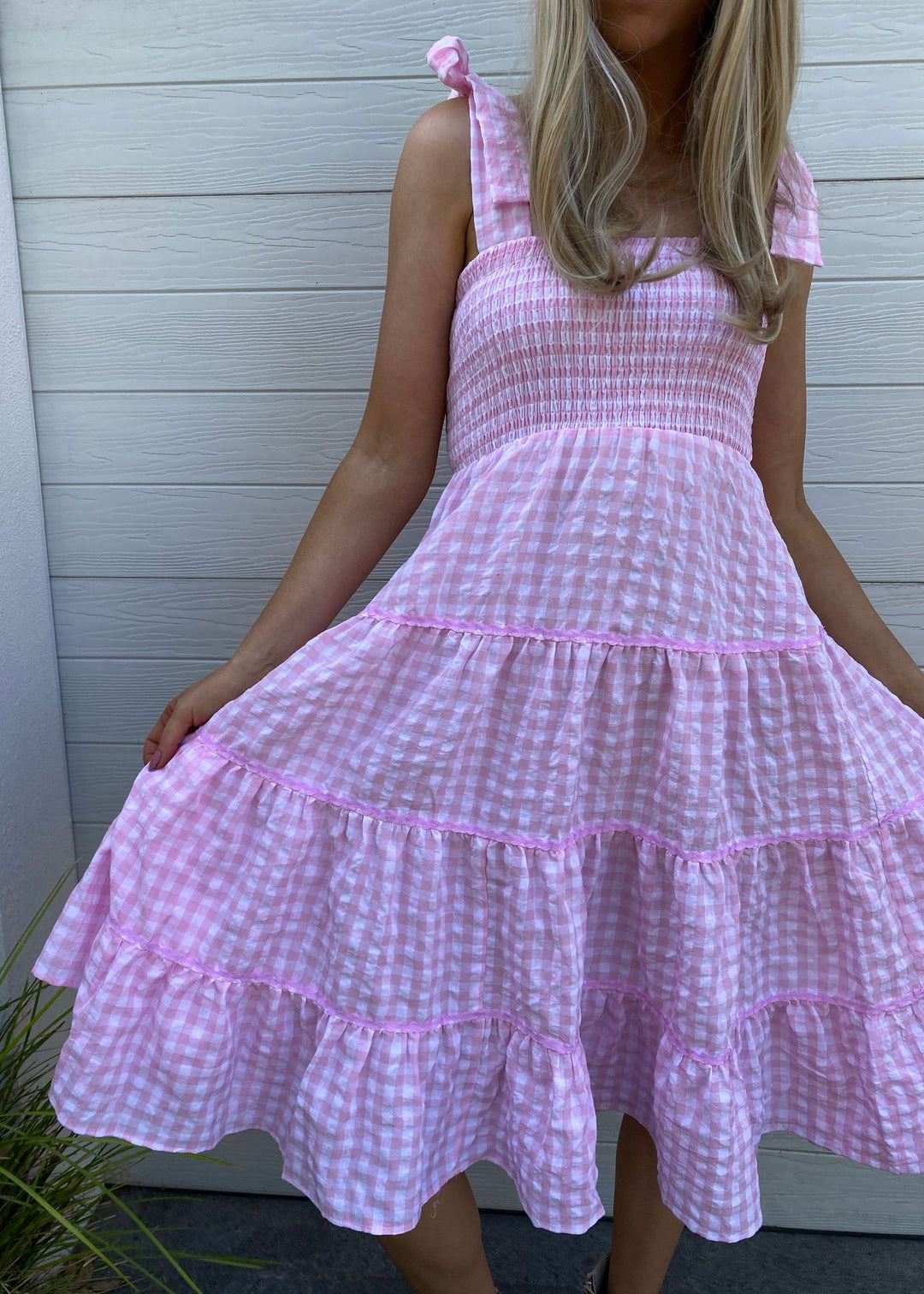 Cindy dress - Pink and white check