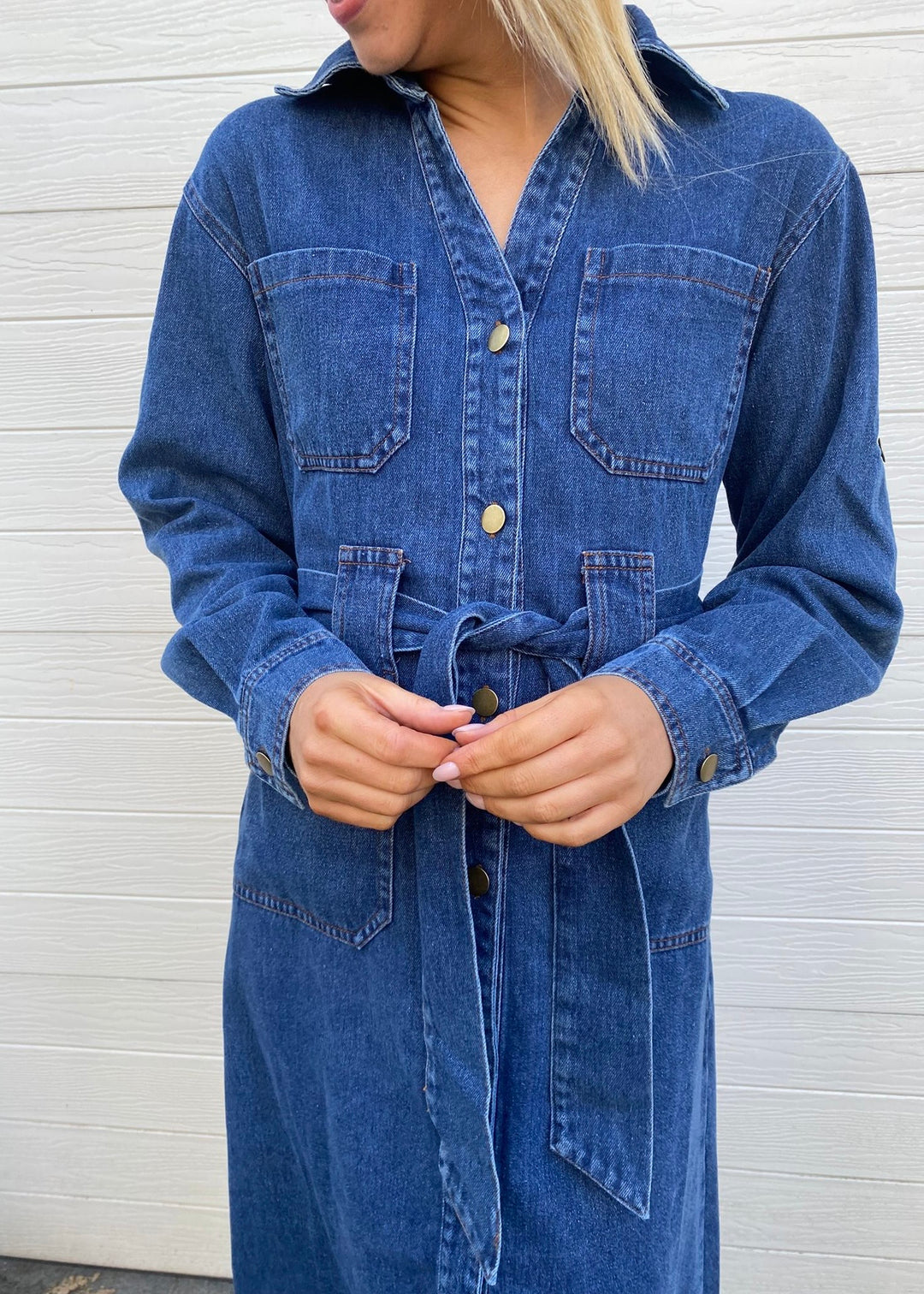 ava denim dress Olivaceous Ava Denim Dress sm