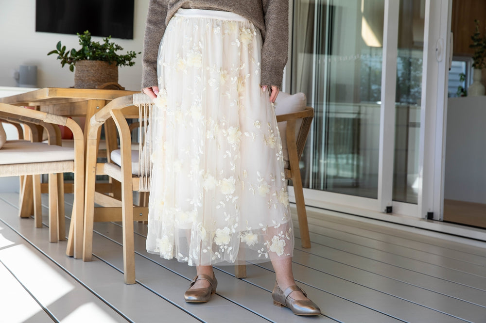 Tulle Skirt - 3D Cream