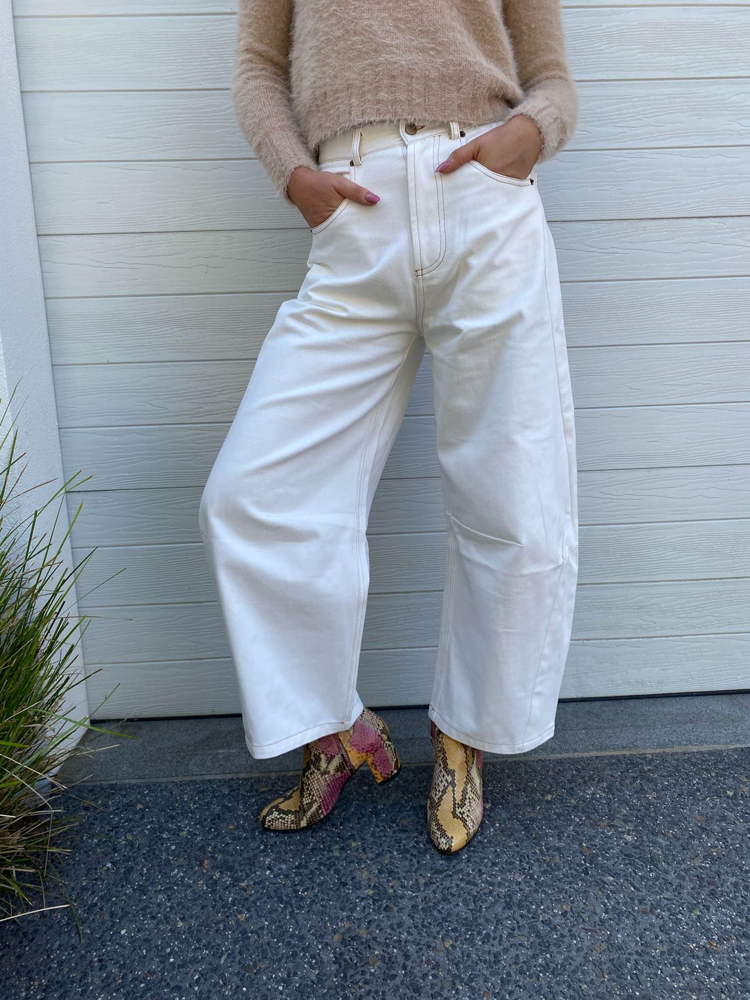 Barrel jeans - Cream