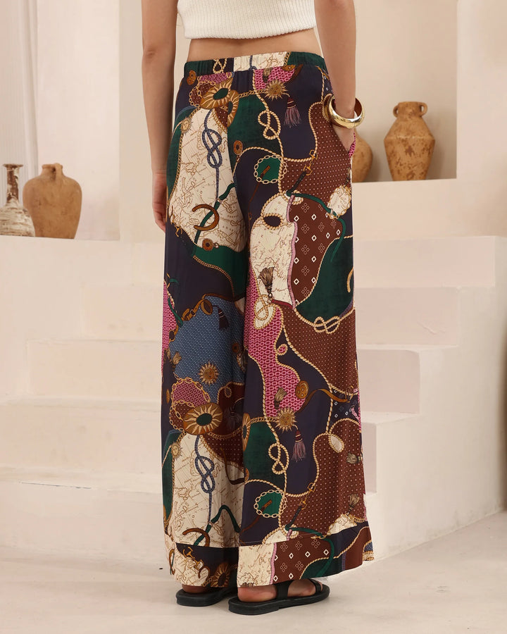 Printed Wide-Leg Palazzo Pants — Multi Print