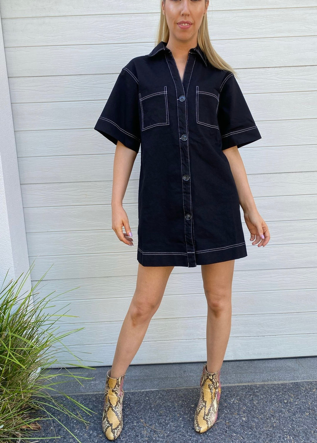 Florence black denim dress