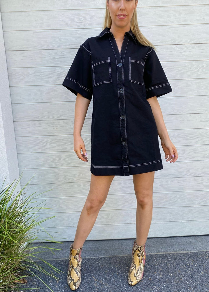 Florence black denim dress