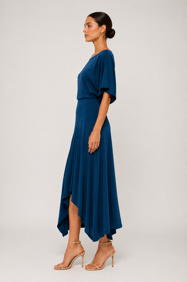 Draped Handkerchief Hem Dress
