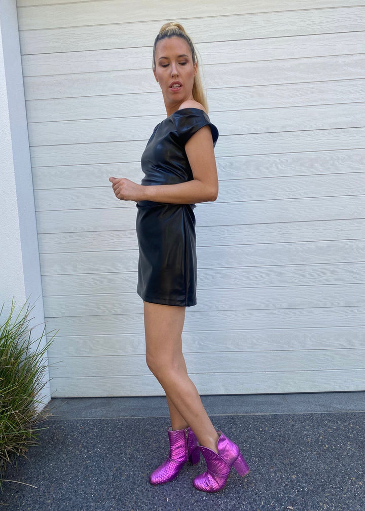 Alexa leather look dress - Black