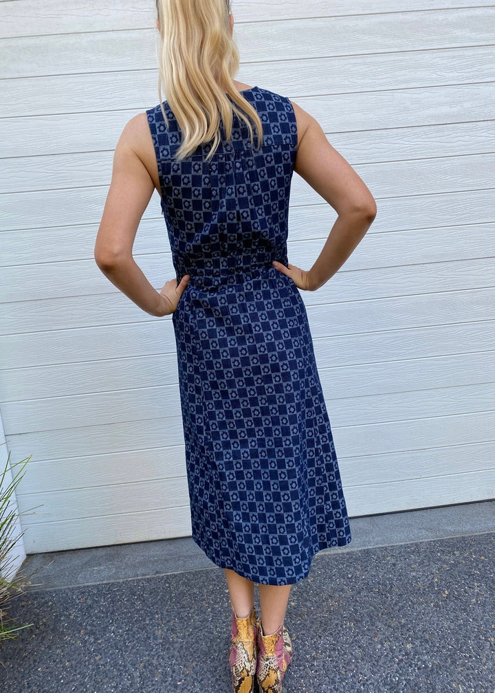 Tabitha Printed denim dress - Navy