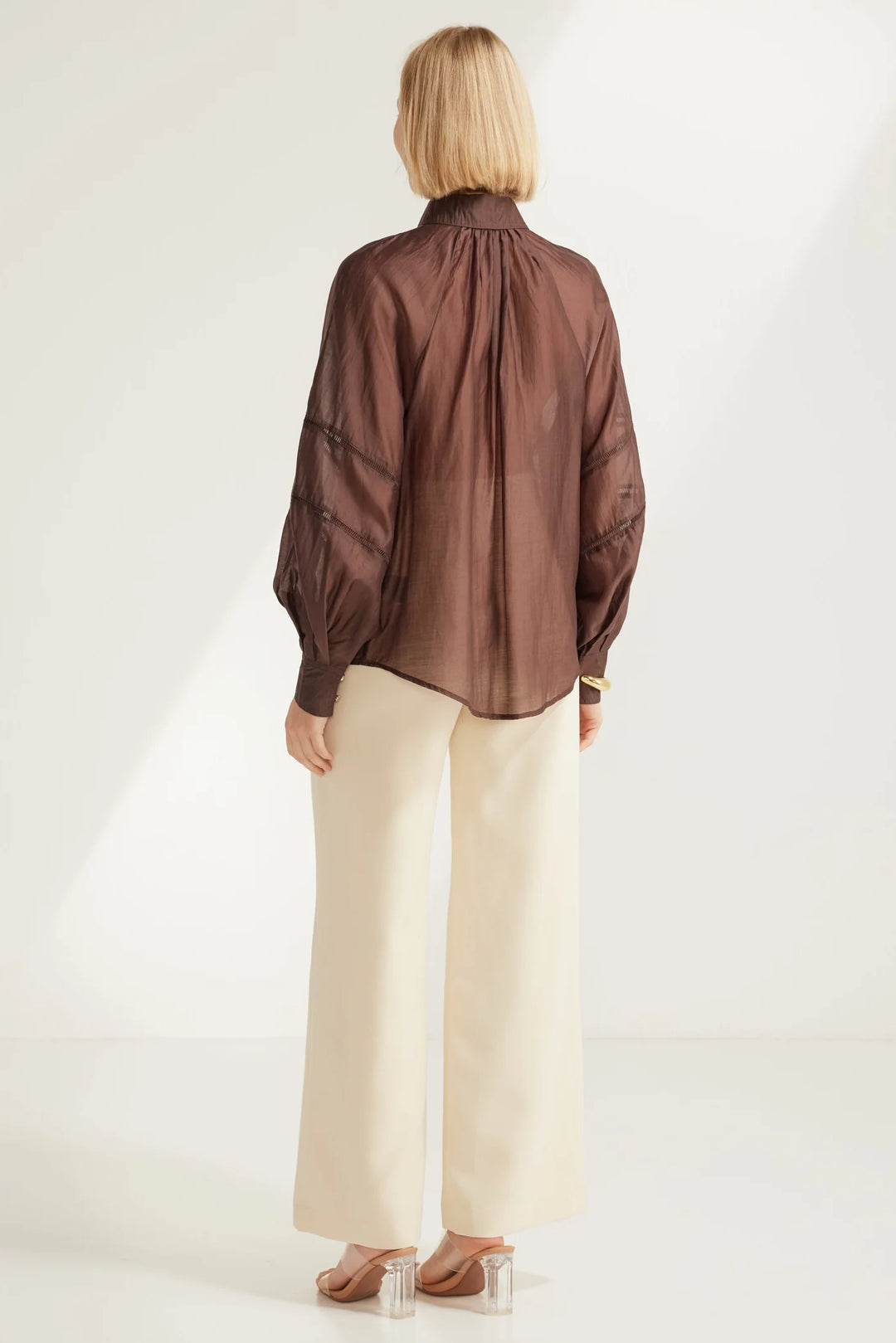 Evienne Sheer Blouse — Chocolate