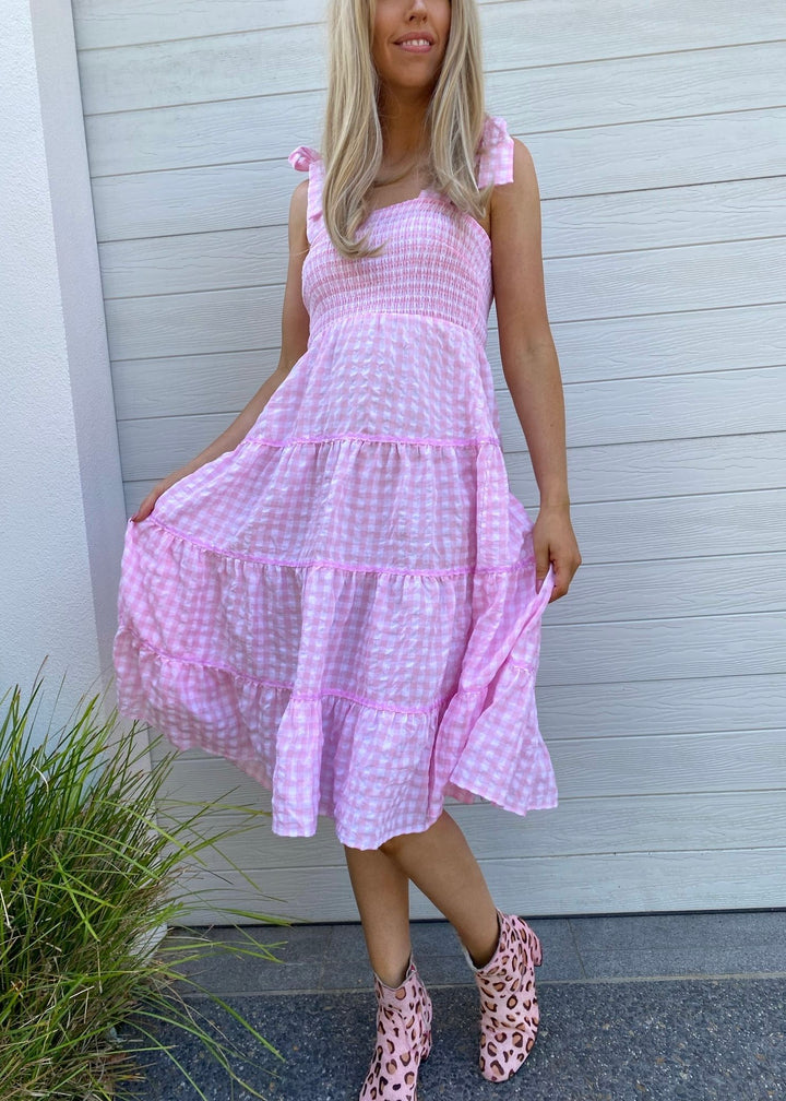 Cindy dress - Pink and white check