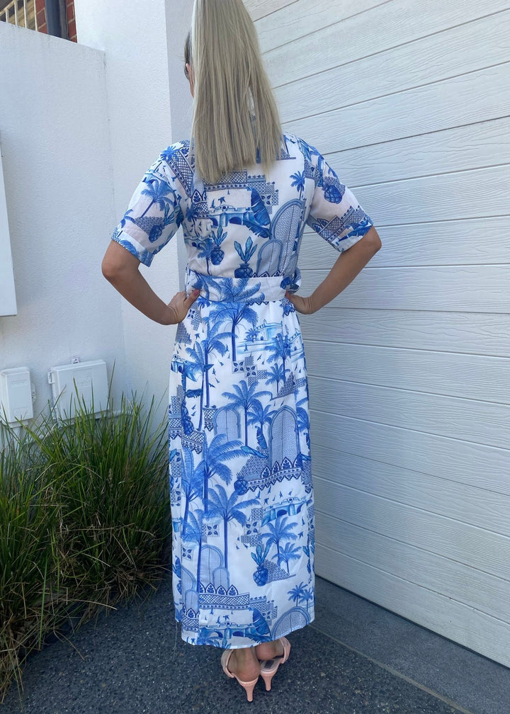 Vacation dress- blue/white