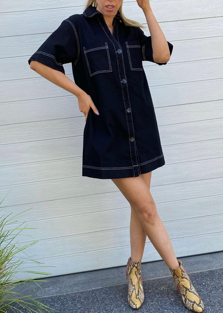 Florence black denim dress