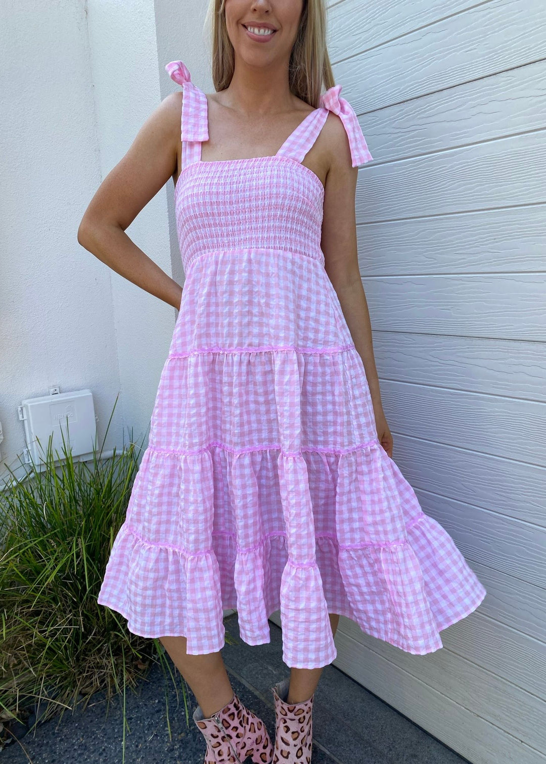 Cindy dress - Pink and white check