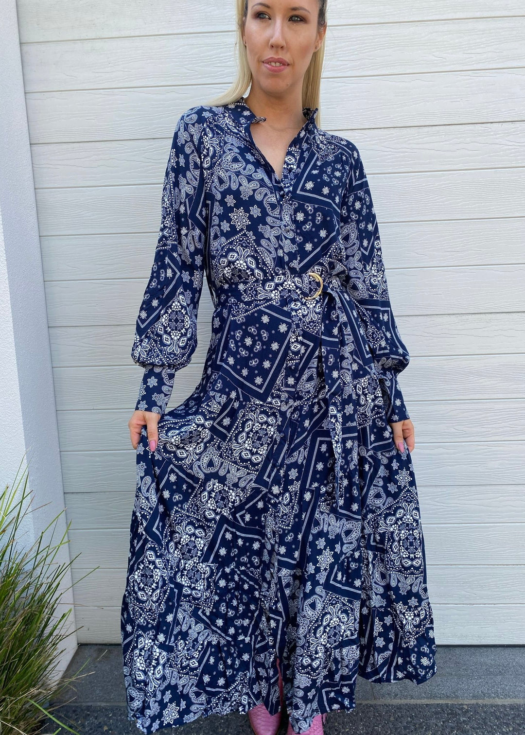 Mabel dress - navy and white print