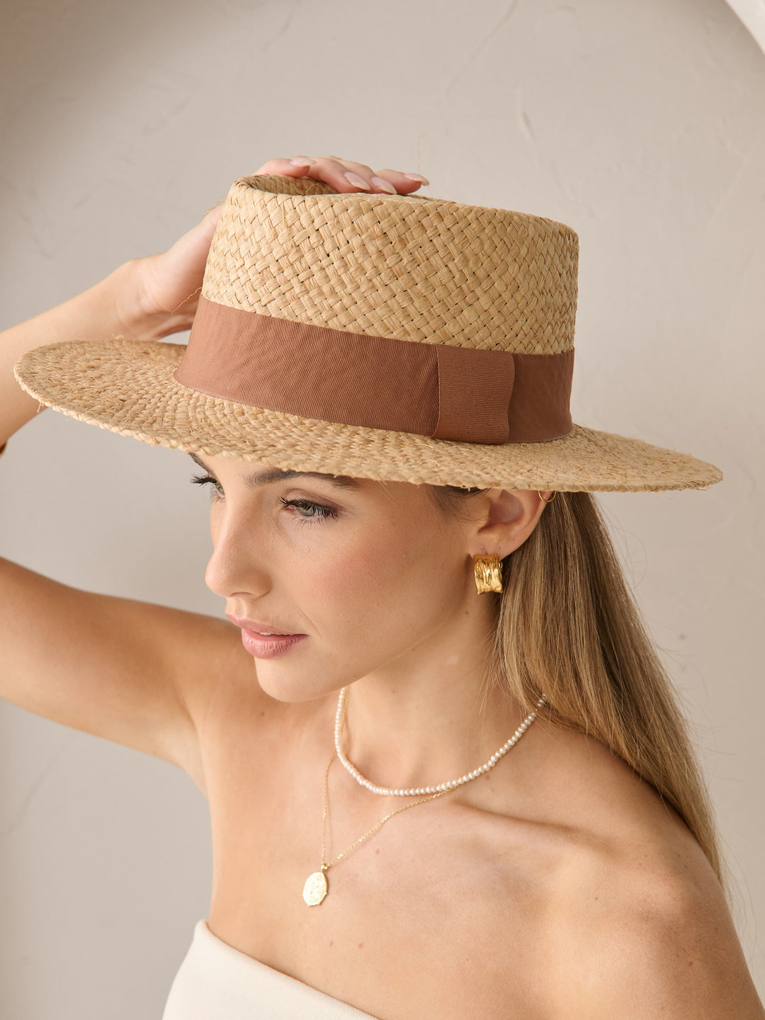 Island Ribbon Straw Boater Hat