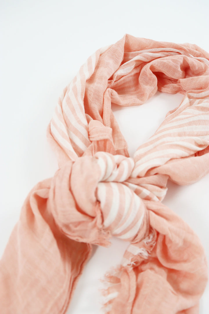Pink Stripe Cotton Sarong Scarf