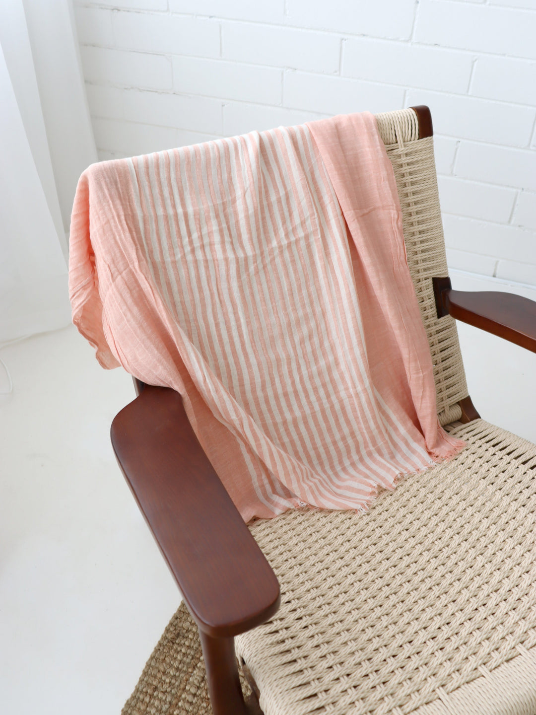 Pink Stripe Cotton Sarong Scarf