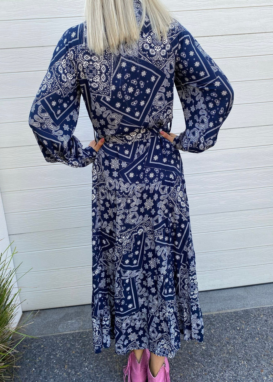 Mabel dress - navy and white print