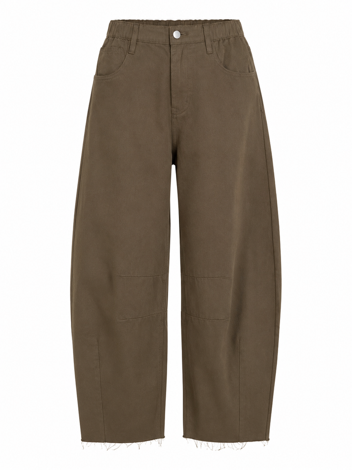 Wide-Leg Cropped Pants — Chocolate