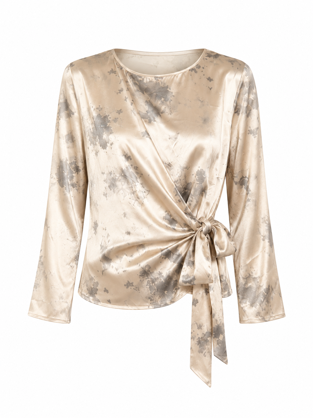 Printed Wrap Blouse - Cream
