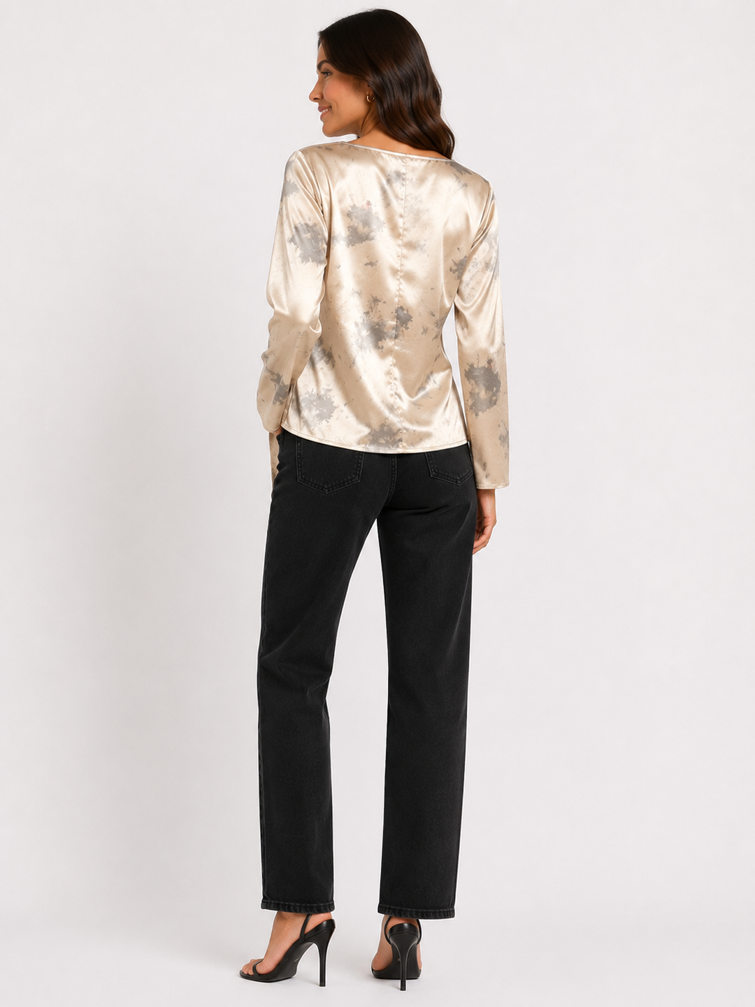 Printed Wrap Blouse - Cream