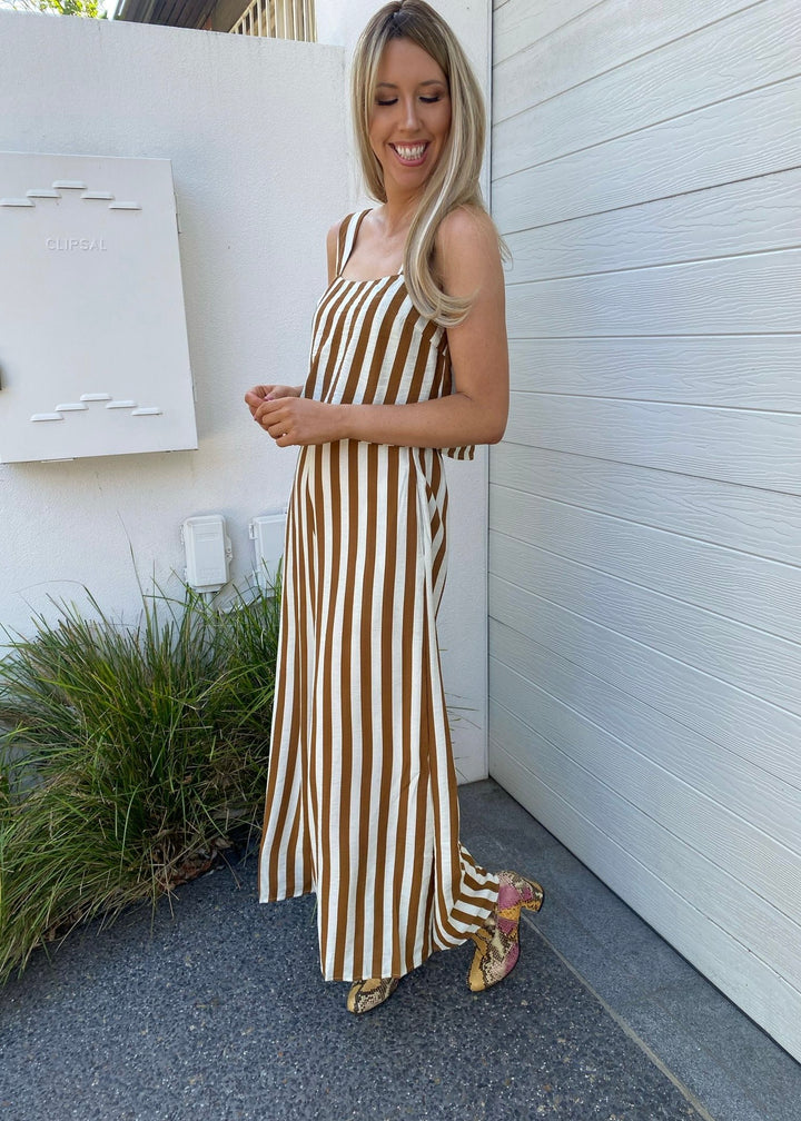 Portifino jumpsuit - Tan stripes