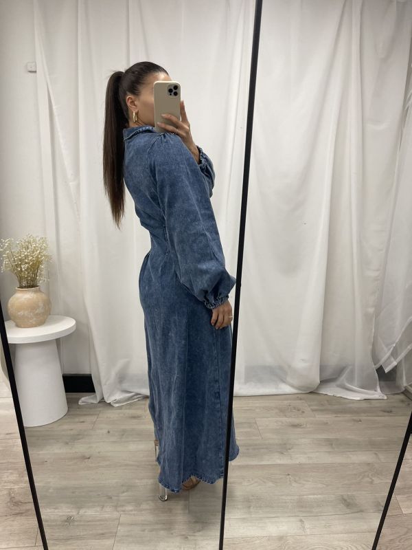 Denim Maxi Shirt Dress - Dark Denim