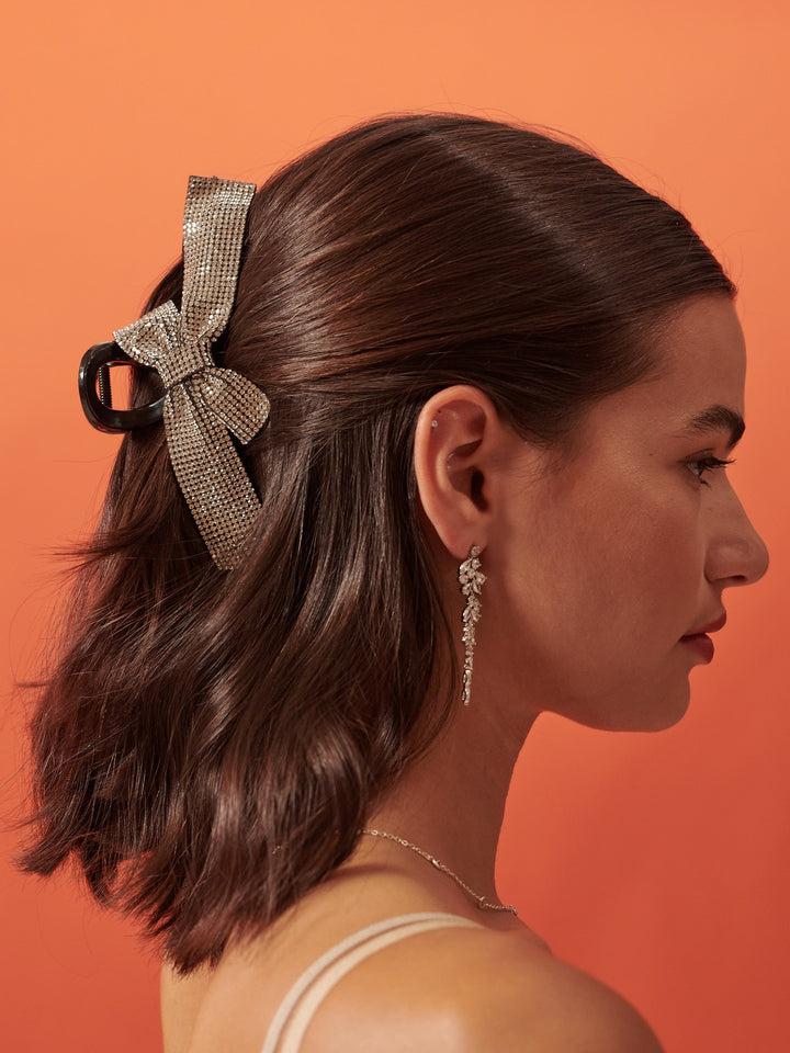 Rhinestone Bow Hair Claw Clip