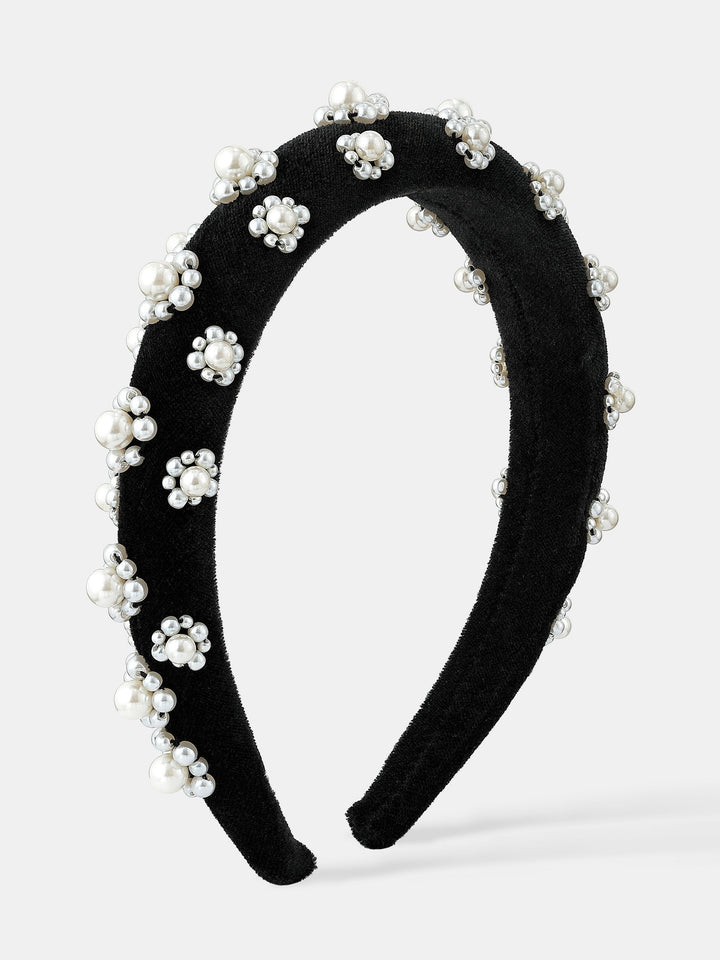Pearl Floral Velvet Statement Headband