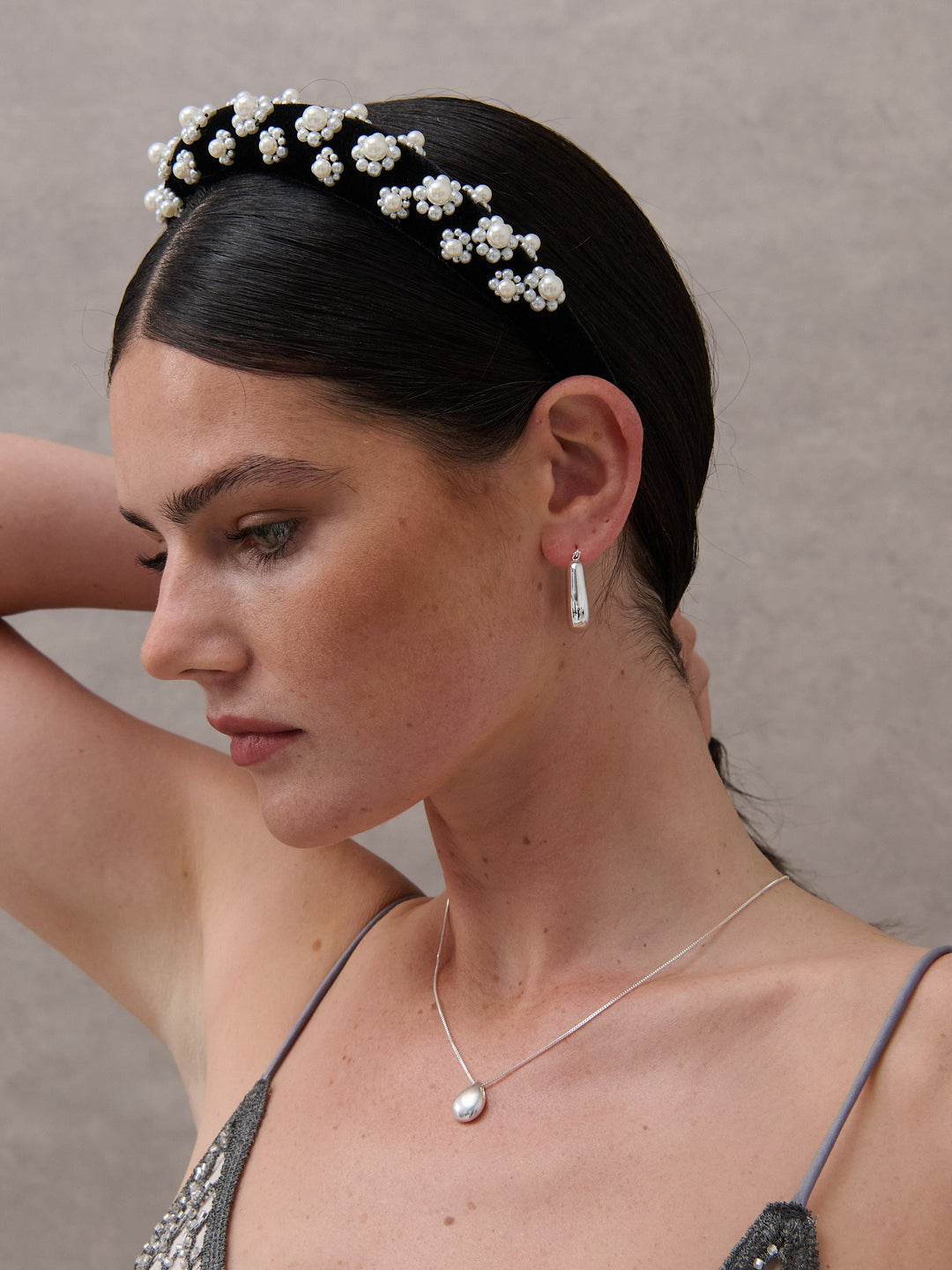Pearl Floral Velvet Statement Headband