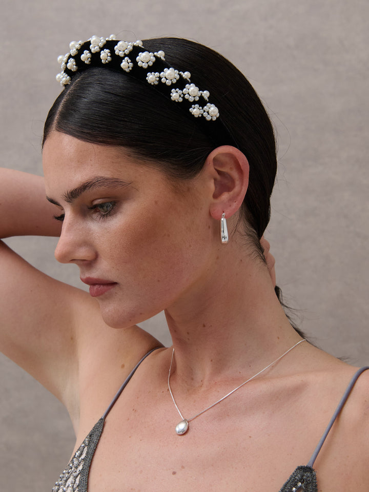 Pearl Floral Velvet Statement Headband