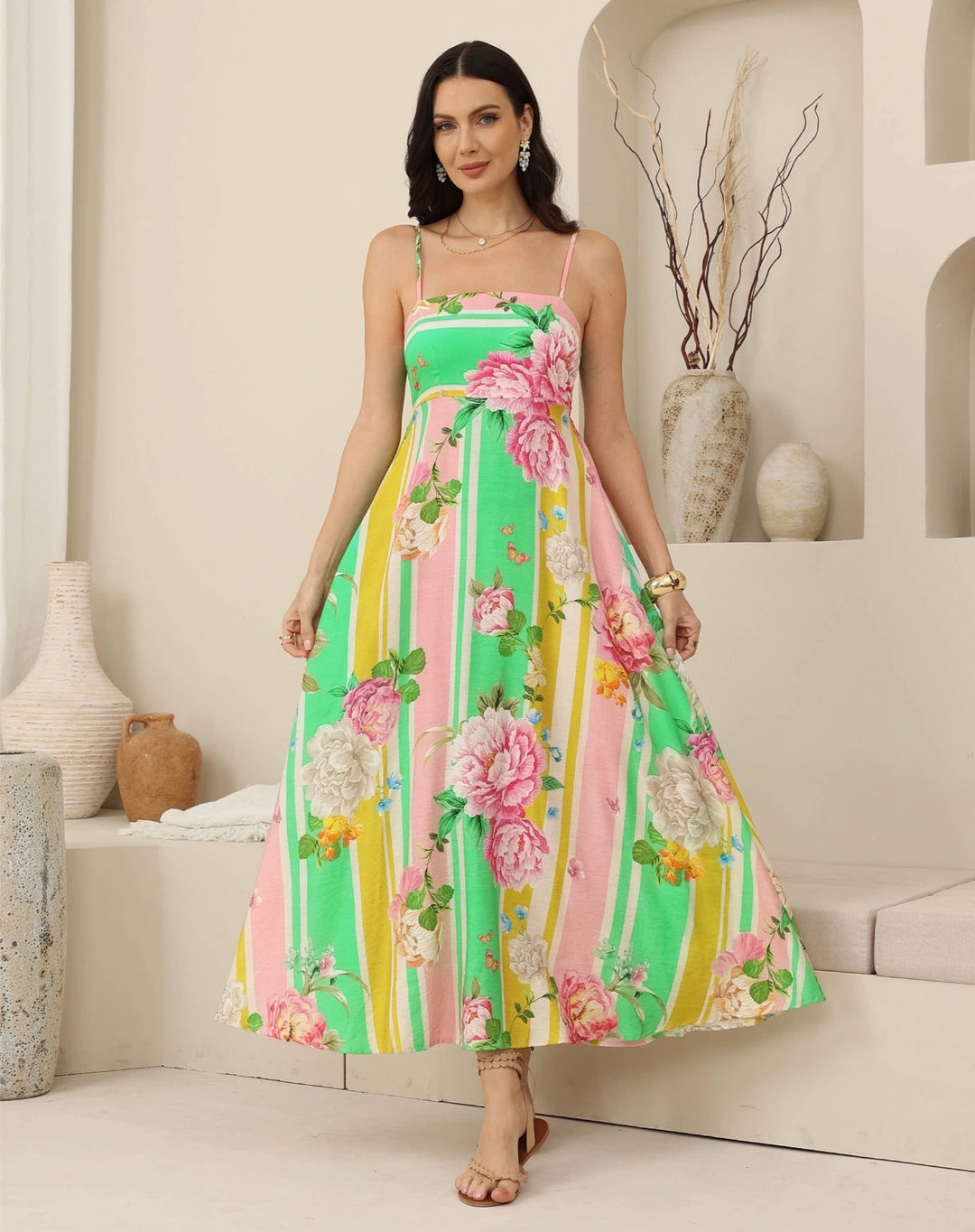 Maxi Dress - Green Print