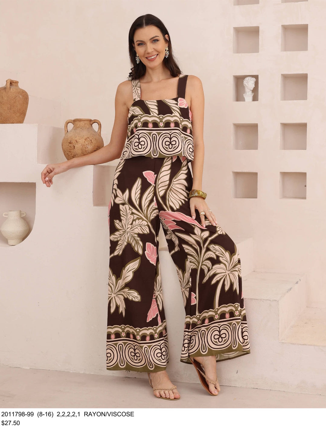 Jumpsuit - Brown Print