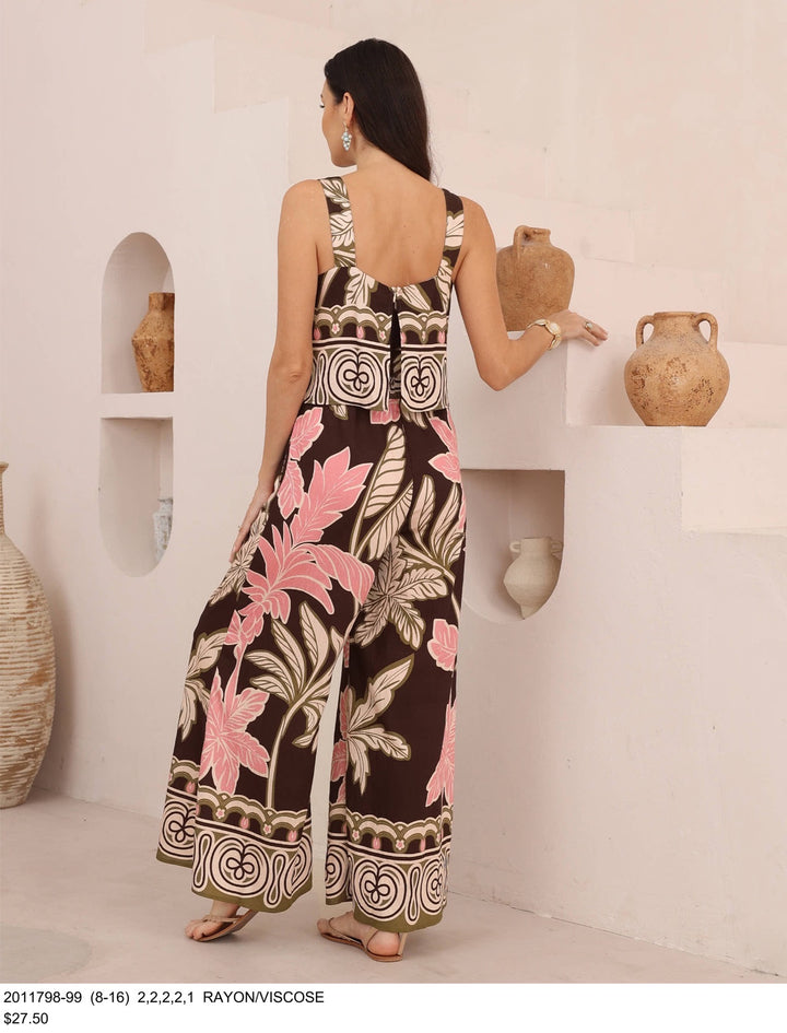 Jumpsuit - Brown Print