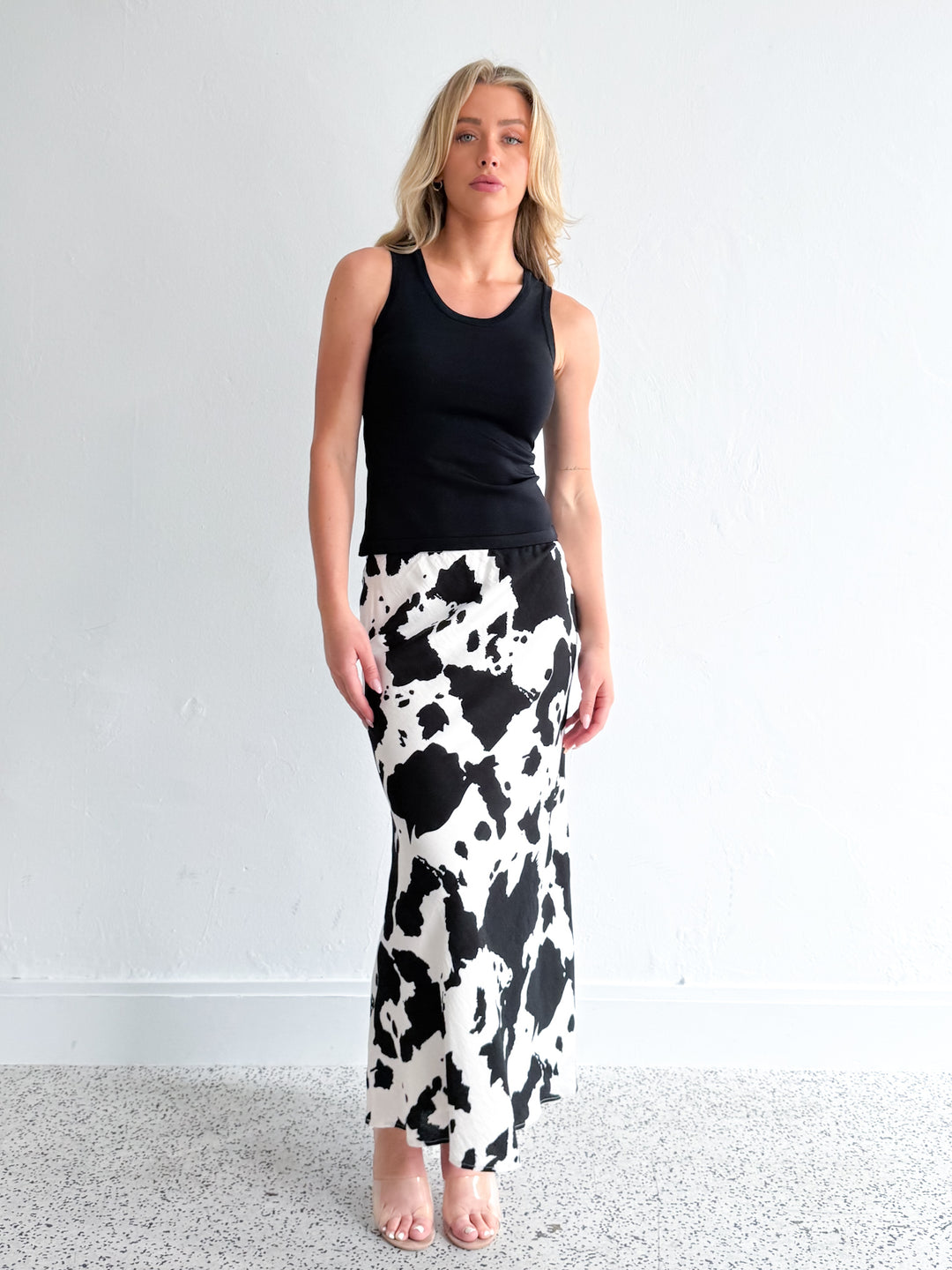 Pleated Midi Skirt — Brown