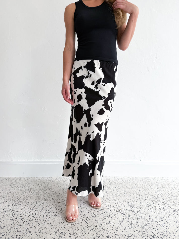 Pleated Midi Skirt — Brown