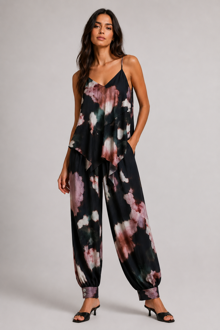 Watercolour Print Harem Pants