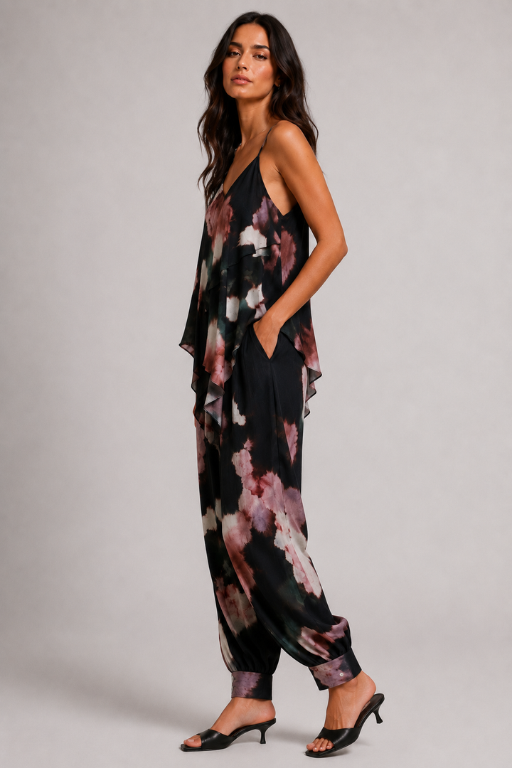 Watercolour Print Harem Pants
