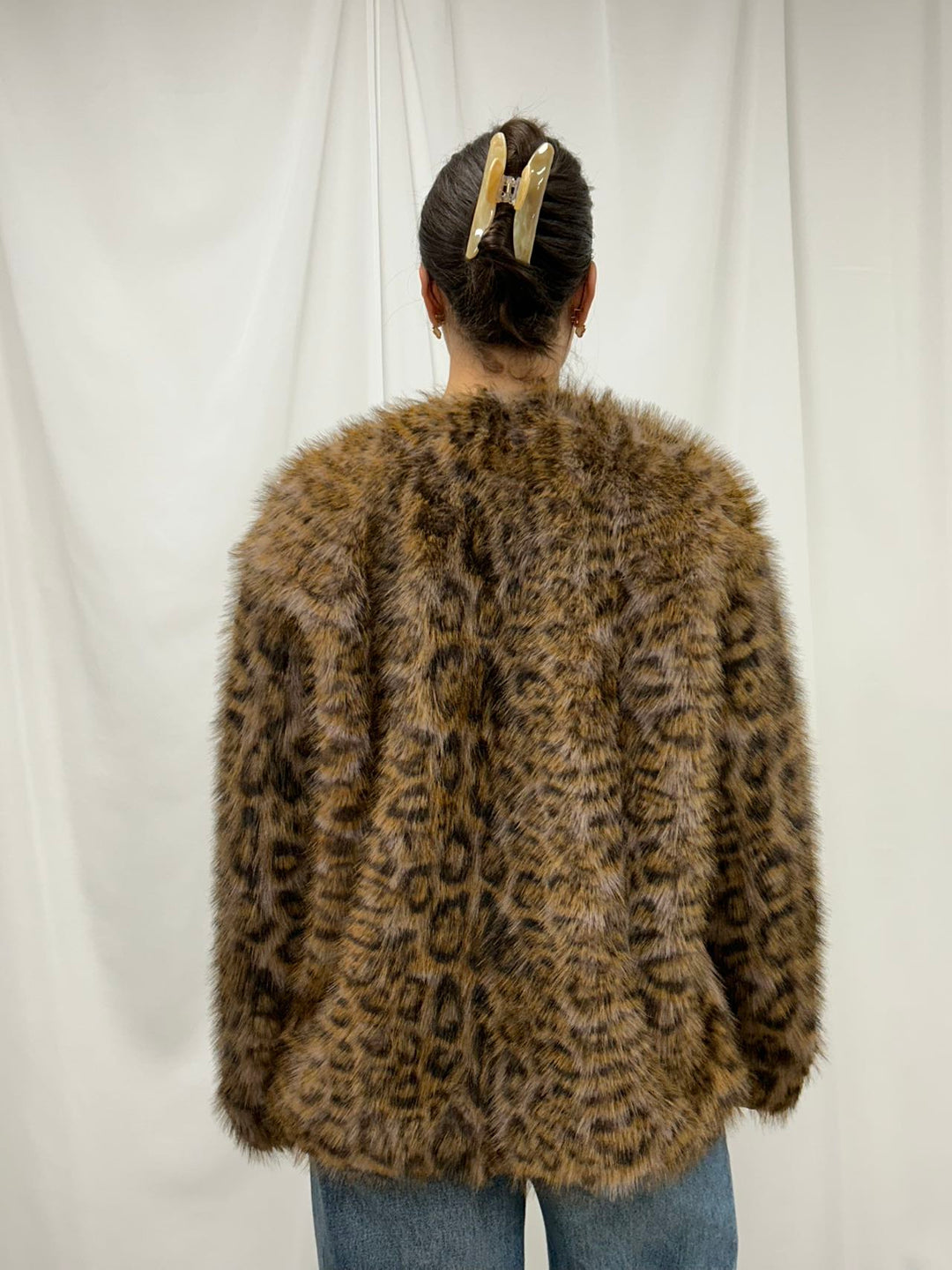 Faux Fur Leopard Print Jacket - Leopard